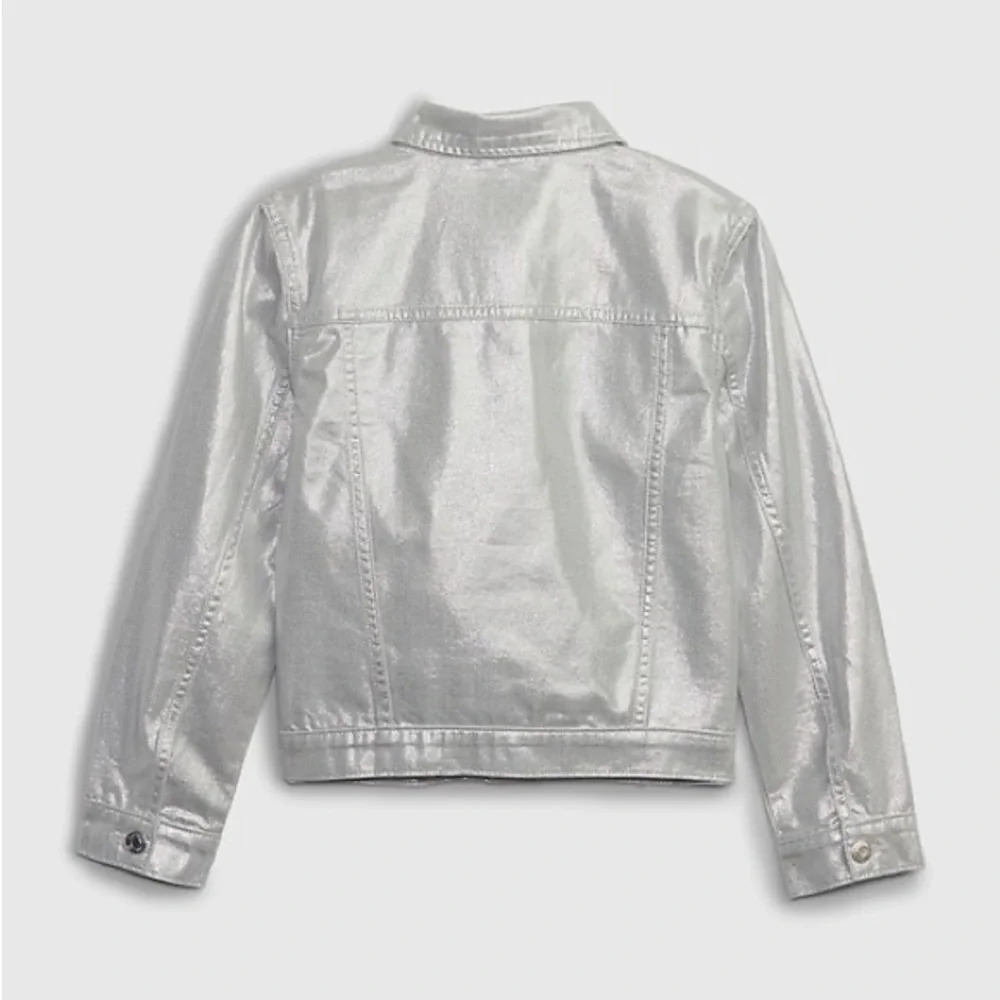 GAP Shimmering Silver Denim Jacket Size LX 12-13